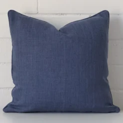 A graceful square royal blue cushion with on durable linen fabric.