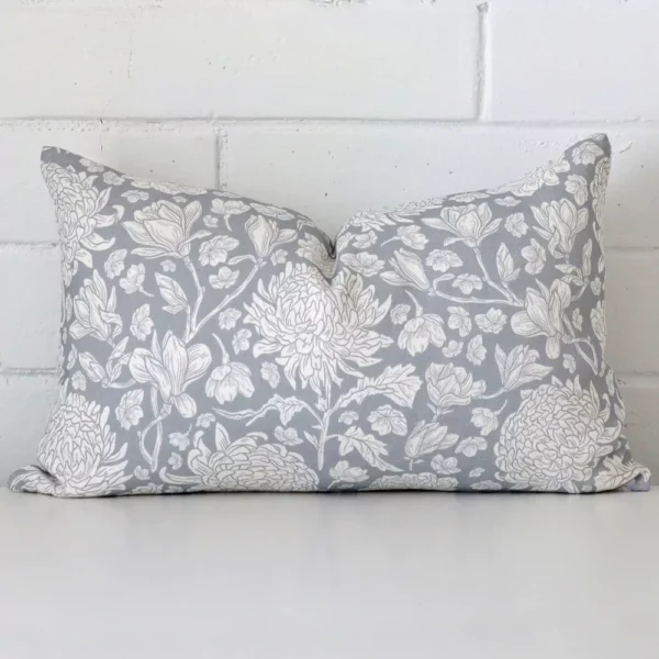Mia Linen Light Blue Floral Cushion Cover - Rectangle