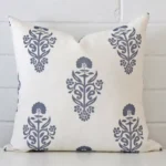 Gorgeous linen square cushion in a light blue colour. It has a charming patterned style.