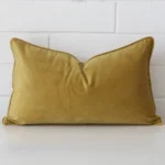 An alluring velvet rectangle cushion cover in mustard
