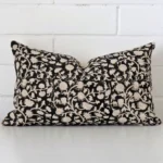 A graceful rectangle cushion with a floral style on durable designer fabric.