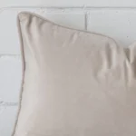 A close up image of this rectangle cushion. The image shows details of its velvet fabric.