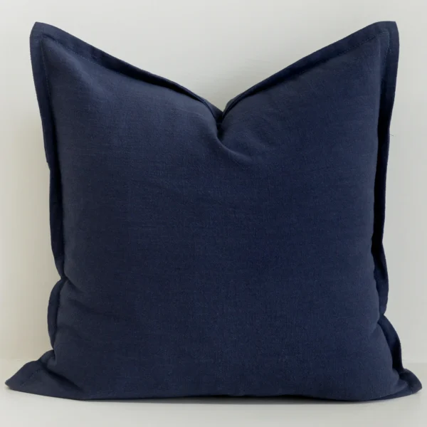 Navy Blue Linen Cushion Cover - Large