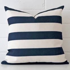 A superior linen cover yielding a striped style and in a classy square size.