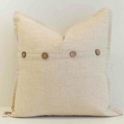 Oatmeal Linen Button Cushion Cover