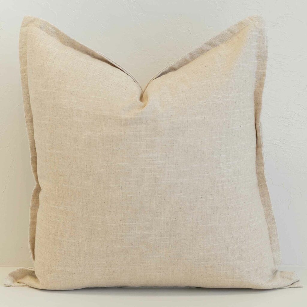 Oatmeal Linen Button Cushion Cover