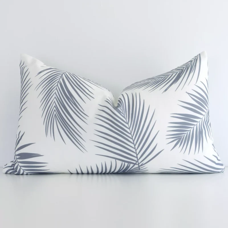 otama-palm-waterproof-rectangular-grey-outdoor-cushion-cover---rectangle---sc704-30 A hero shot of a palm styled rectangle cushion cover. It is made from a deluxe outdoor fabric and features a grey colour.