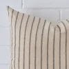 This image shows a large striped cushion cover from a very close range. The designer material are more clearly shown.