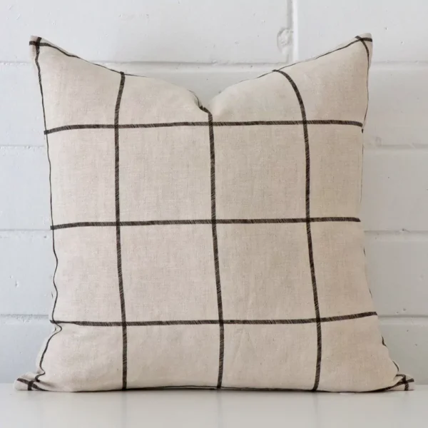 A stunning square linen cushion. It has an exquisite striped design.