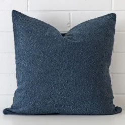 Gorgeous boucle large cushion in a blue colour.