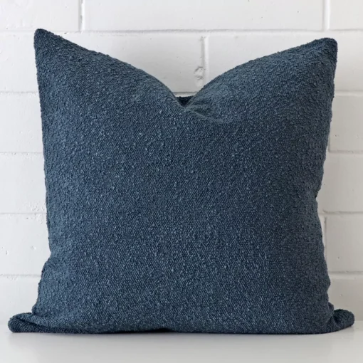 Gorgeous boucle large cushion in a blue colour.
