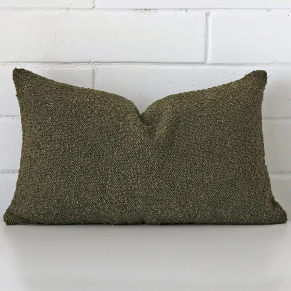 Sofia Olive Green Boucle Cushion Cover - Rectangle