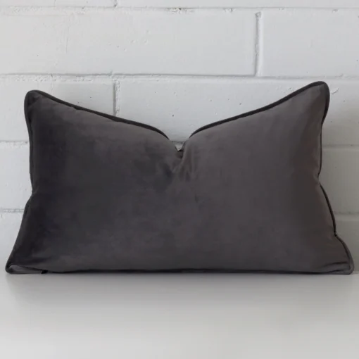Gorgeous velvet rectangle cushion in a space grey colour.
