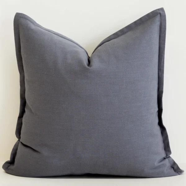 Steel Blue Linen Cushion Cover - Large