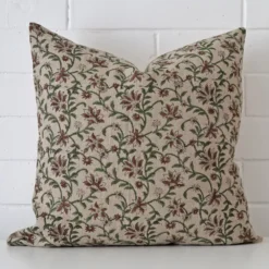 A graceful large cushion with a floral style on durable designer fabric.
