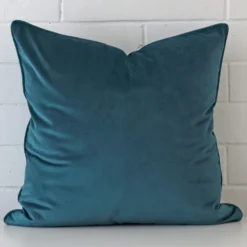 A superior velvet teal cushion cover in a classy large size.
