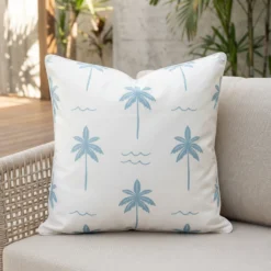 Isla Aqua Waterproof Palm Tree Outdoor Cushion Cover