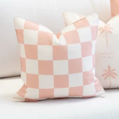 Isla Pink Waterproof Check Outdoor Cushion Cover