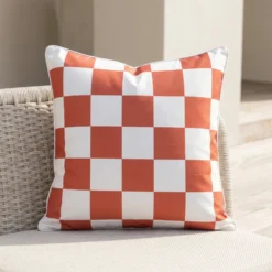 Isla Red Waterproof Check Outdoor Cushion Cover