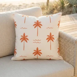 Isla Red Waterproof Palm Tree Outdoor Cushion Cover